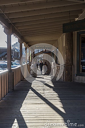 Covered walkway Jackson Wyoming Editorial Stock Photo